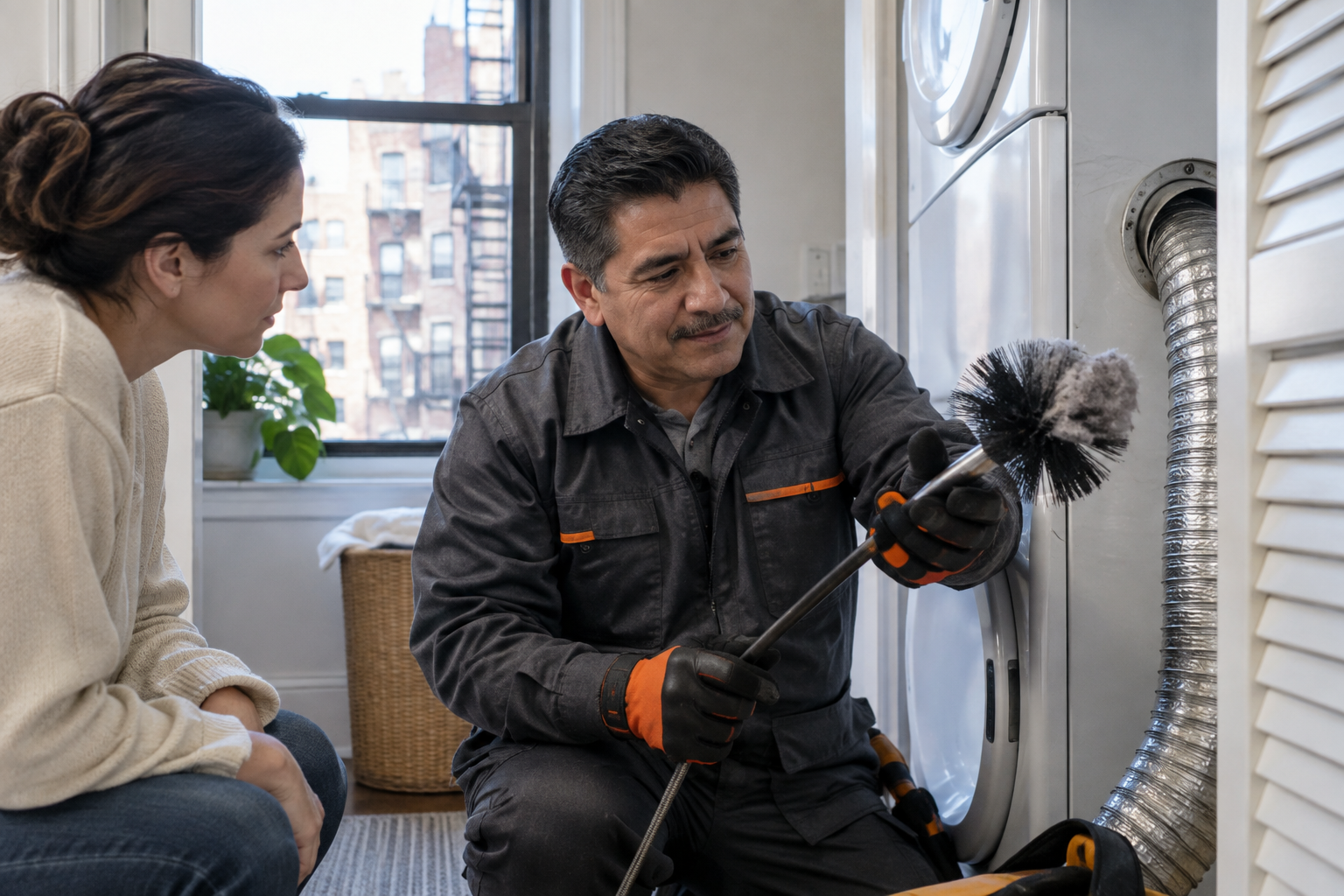 Professional dryer vent service scene illustrating DIY vs. Professional Dryer Vent Cleaning: Knowing When to Call for Help