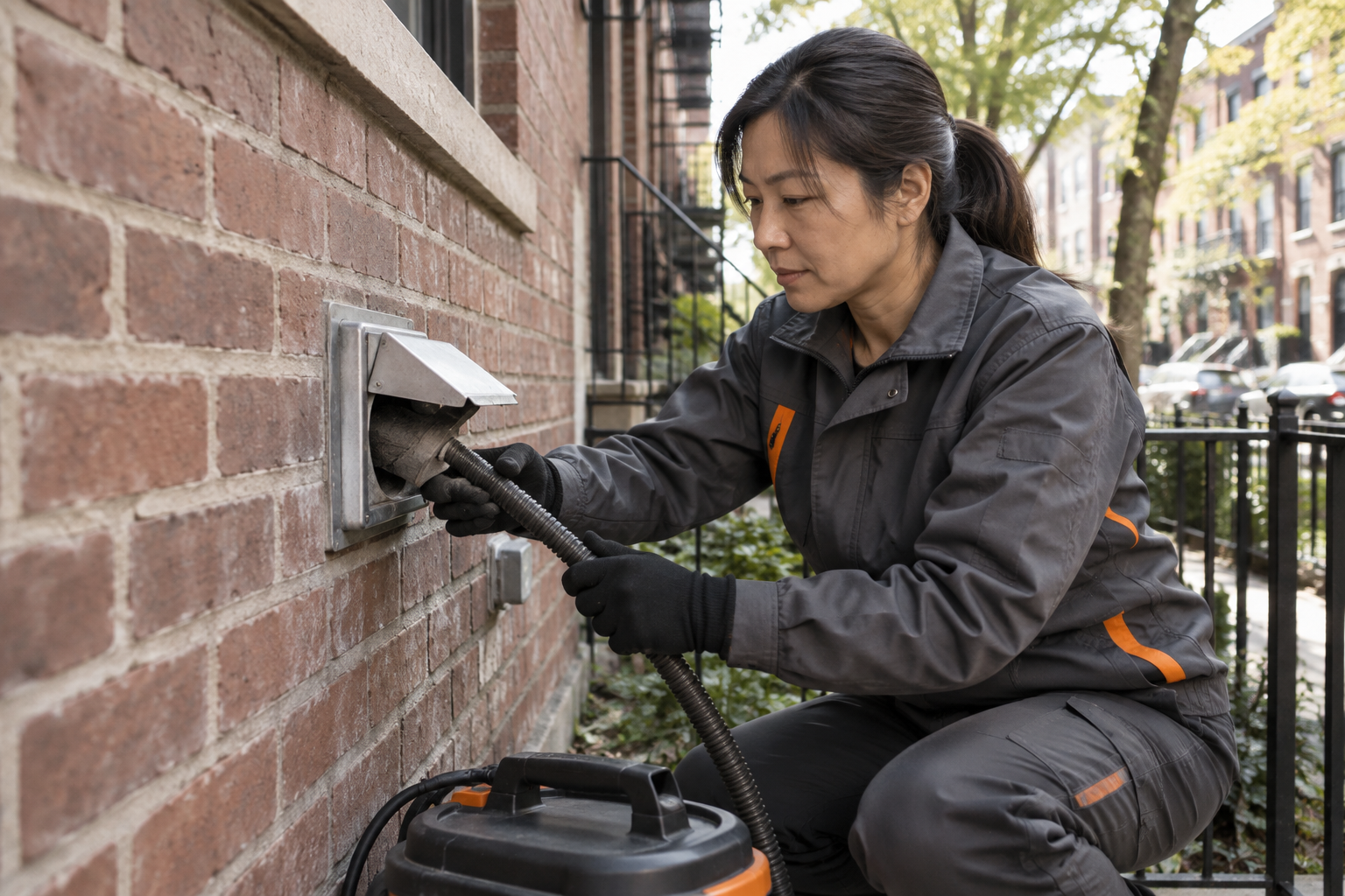 Professional dryer vent service scene illustrating Dryer Vent Cleaning After NYC Home Flooding