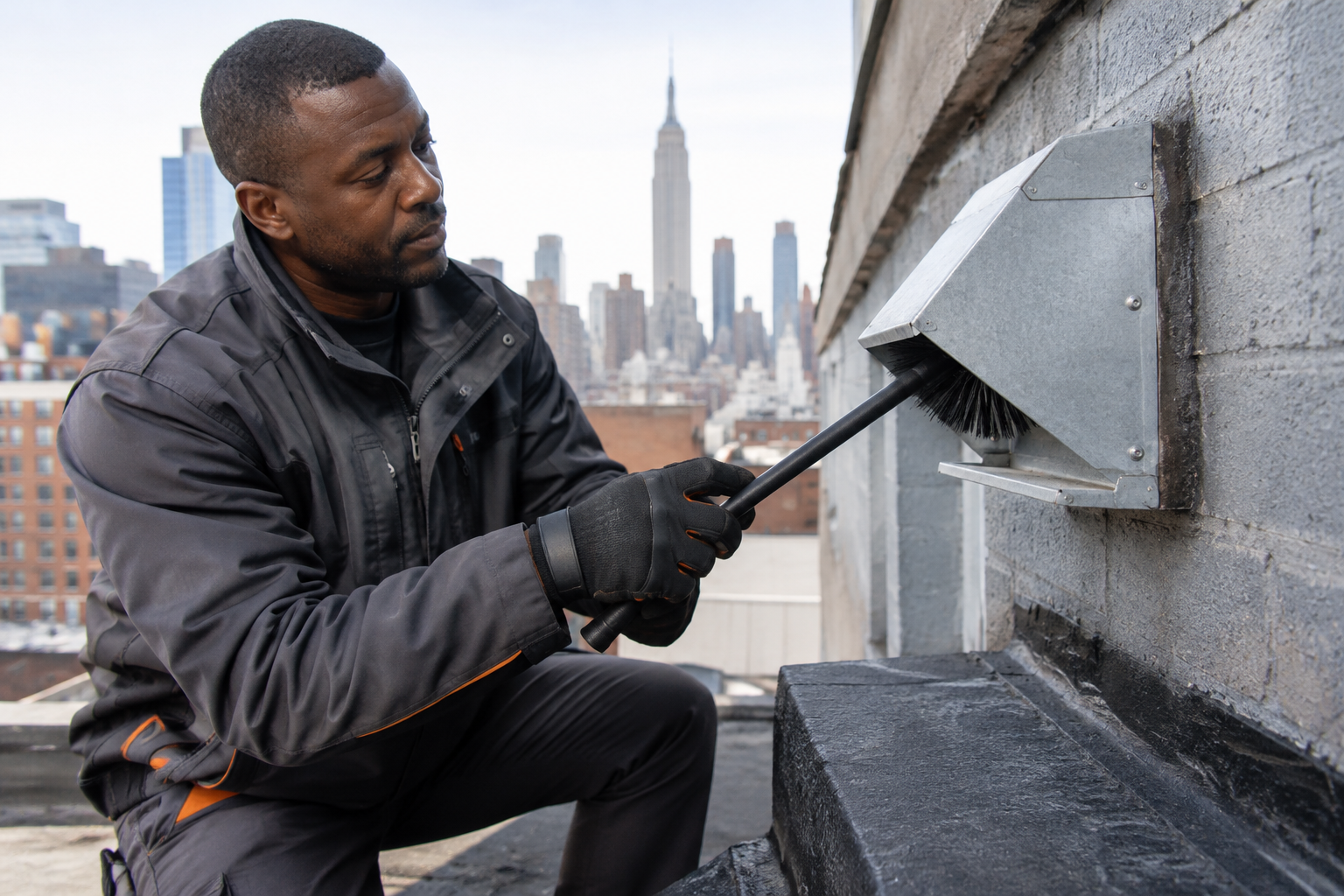 Professional dryer vent service scene illustrating Dryer Vent Safety for NYC Vacation Rentals